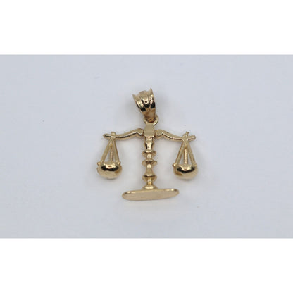 14K Yellow Gold Scales of Justice Libra Charm Pendant