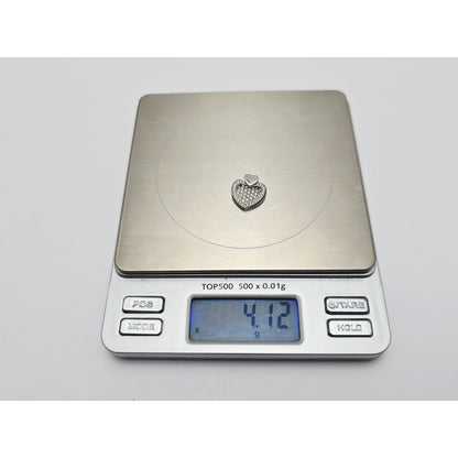 18K White Gold Round Cut Diamond Motion Heart Mi Amor Charm Pendant