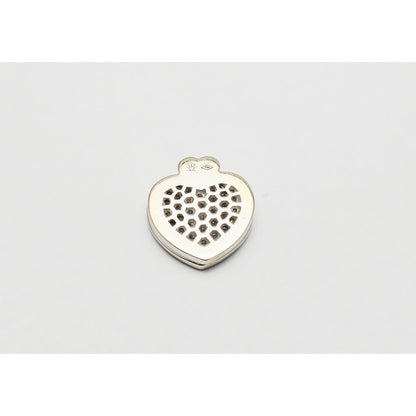 18K White Gold Round Cut Diamond Motion Heart Mi Amor Charm Pendant