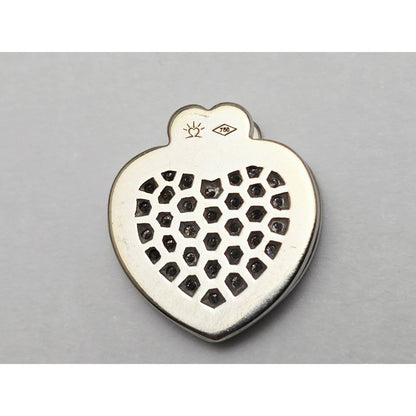 18K White Gold Round Cut Diamond Motion Heart Mi Amor Charm Pendant