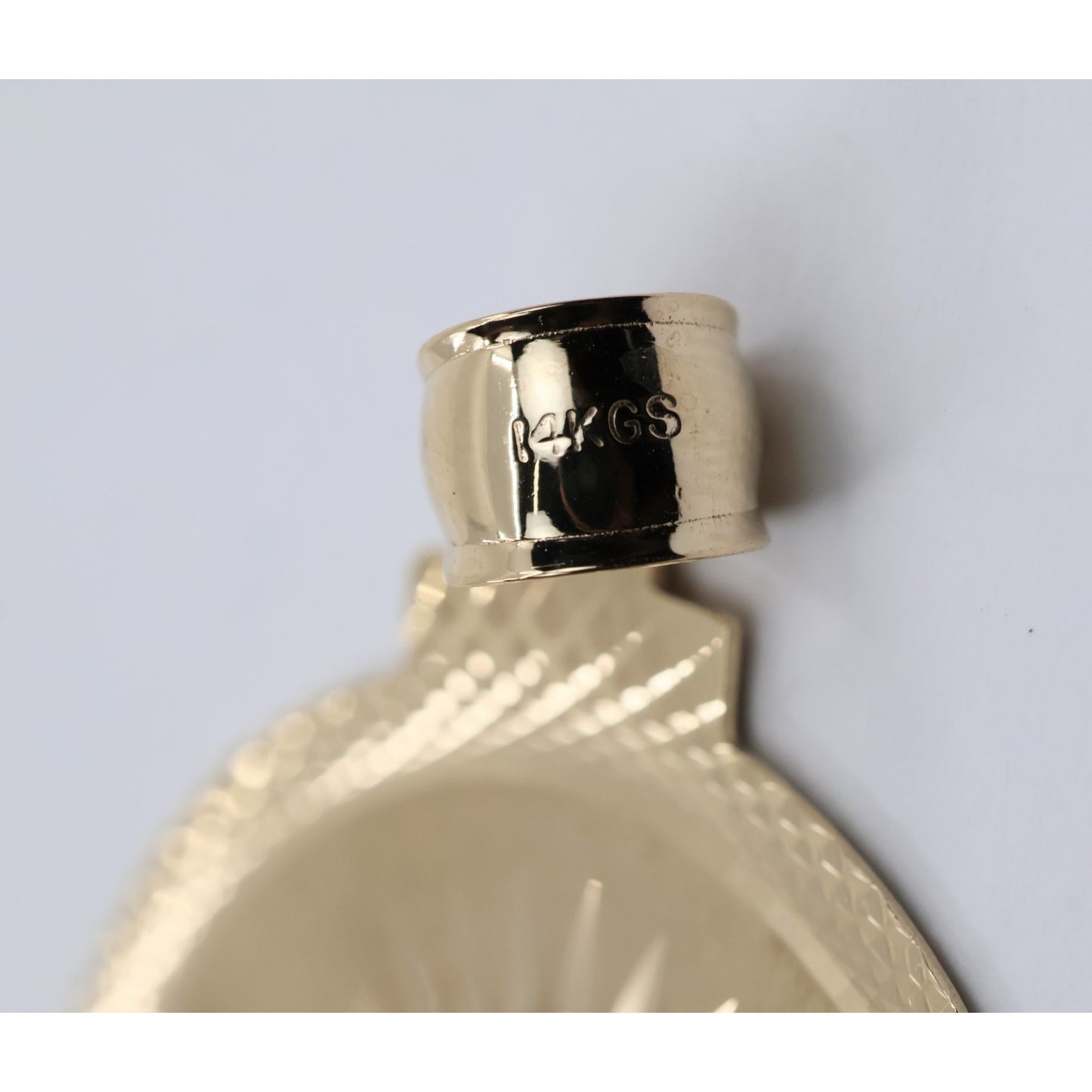 Large 14K Tri Tone Gold Saint Mary Round Charm Pendant