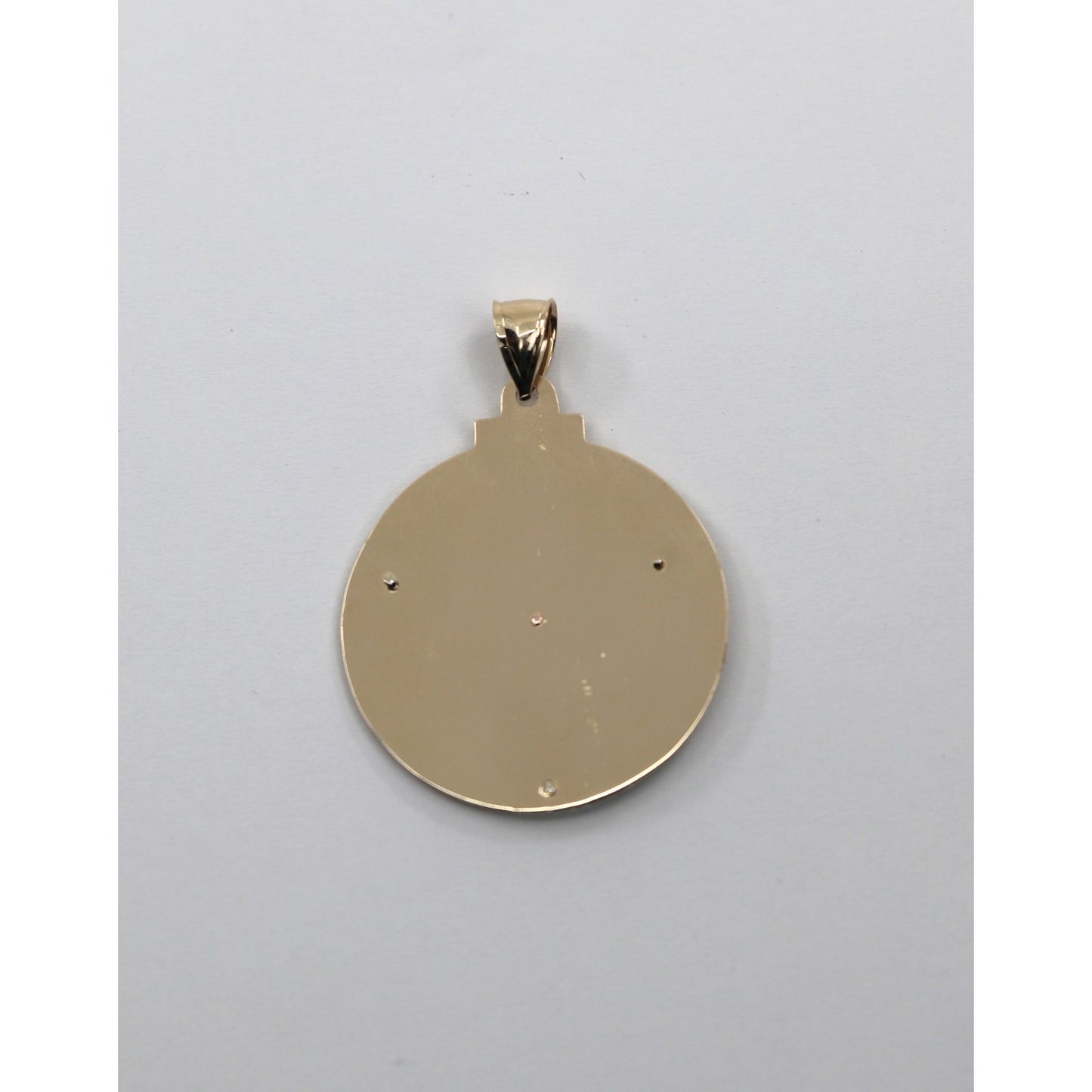 Large 14K Tri Tone Gold Saint Mary Round Charm Pendant