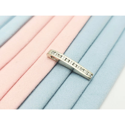 10K White Gold Baguette & Round Diamond Drop Dangle Charm Pendant