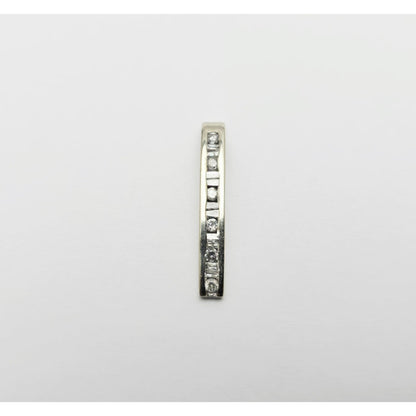 10K White Gold Baguette & Round Diamond Drop Dangle Charm Pendant