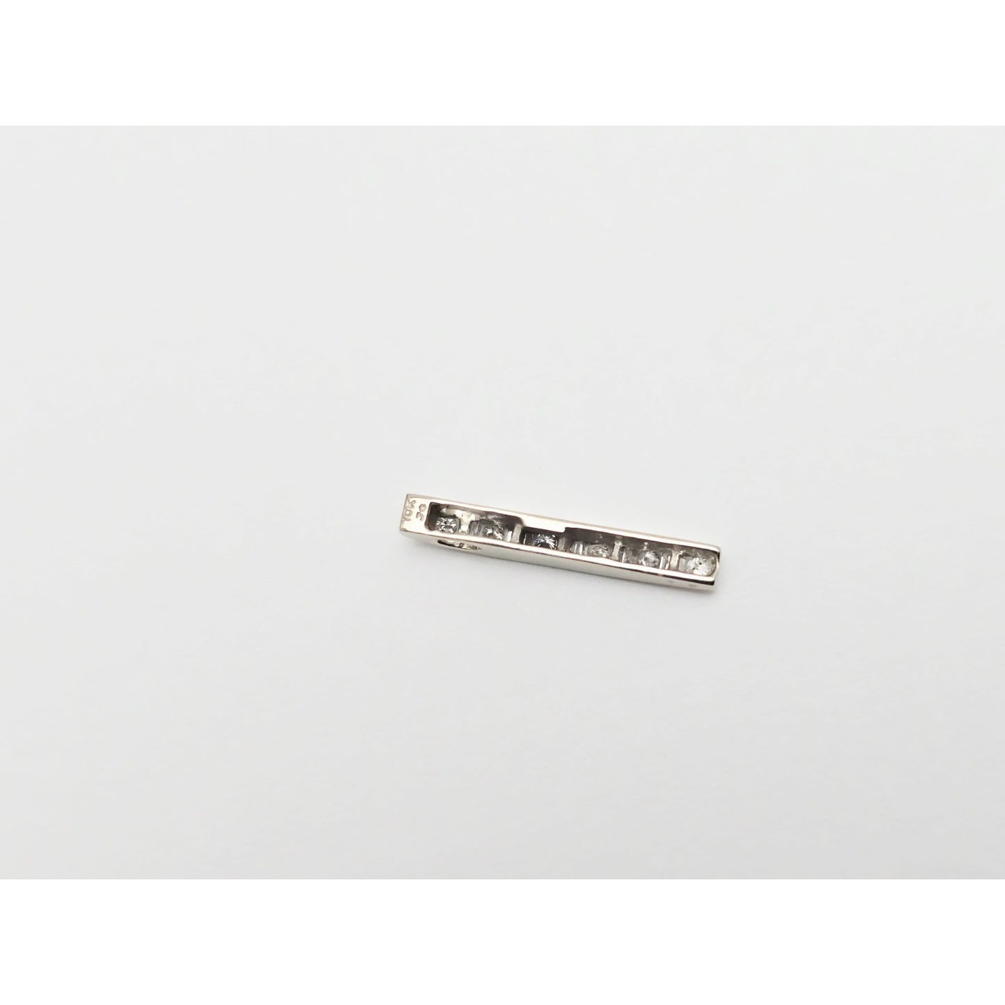 10K White Gold Baguette & Round Diamond Drop Dangle Charm Pendant