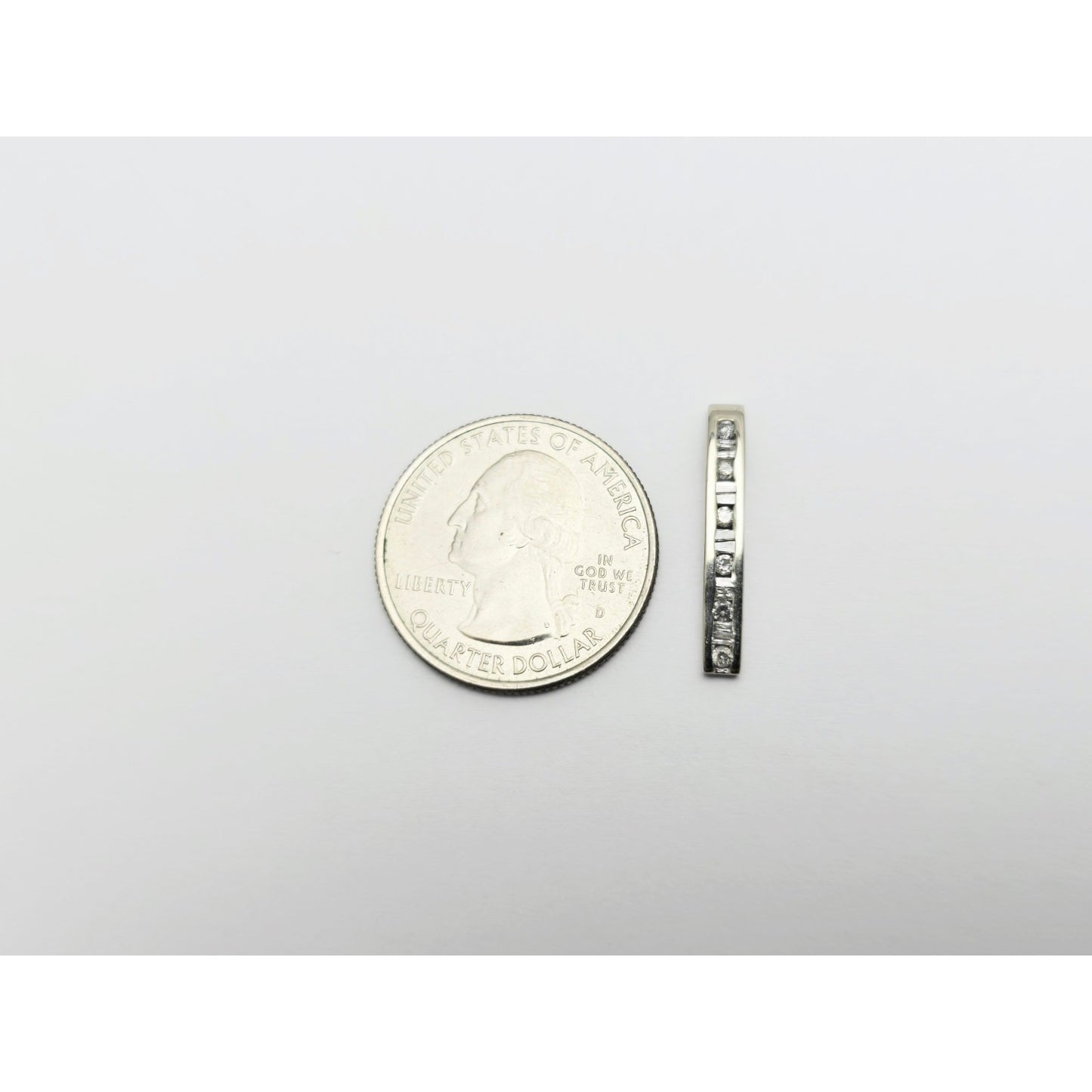 10K White Gold Baguette & Round Diamond Drop Dangle Charm Pendant