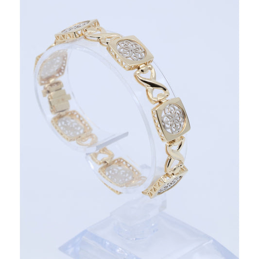 14K Two Tone Gold Infinity Link Bracelet