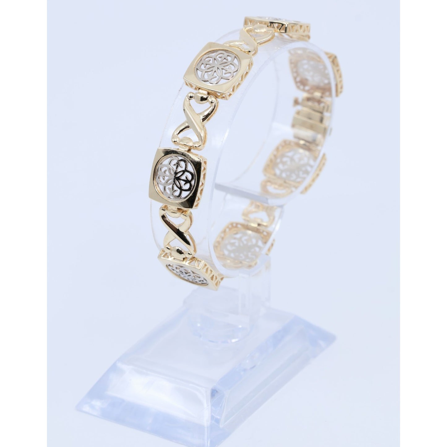 14K Two Tone Gold Infinity Link Bracelet