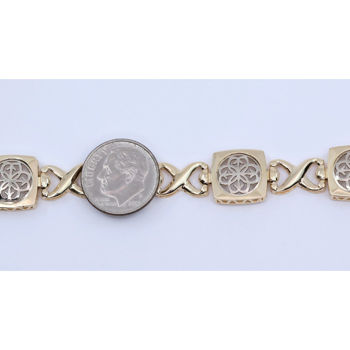14K Two Tone Gold Infinity Link Bracelet