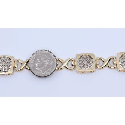 14K Two Tone Gold Infinity Link Bracelet