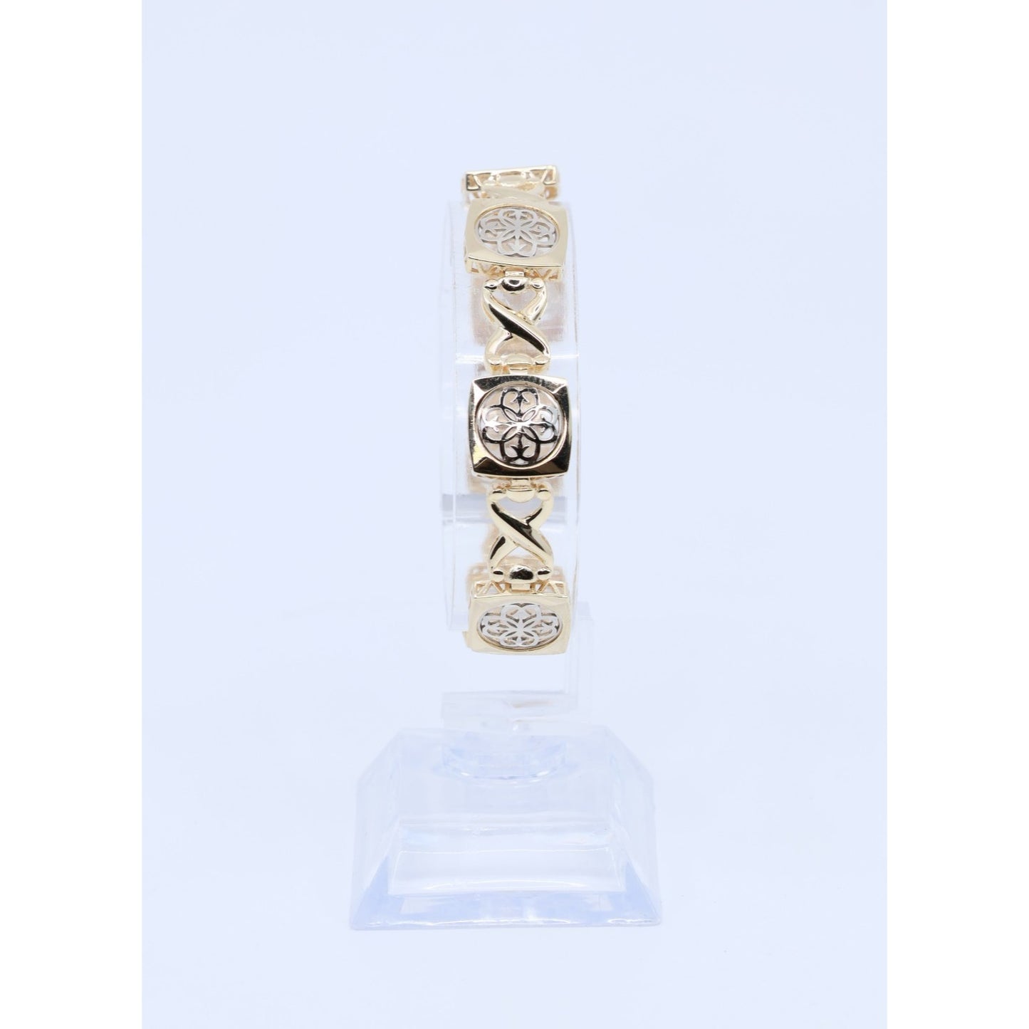 14K Two Tone Gold Infinity Link Bracelet