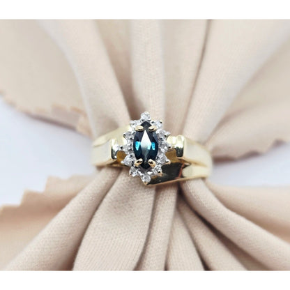 10K Yellow Gold Sapphire & Diamond Ring
