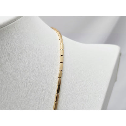 18K Yellow Gold Double Layer Tube Bar Bead Link Chain Necklace