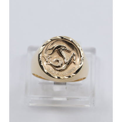 12K Yellow Gold Zodiac Capricorn Horoscope Ring