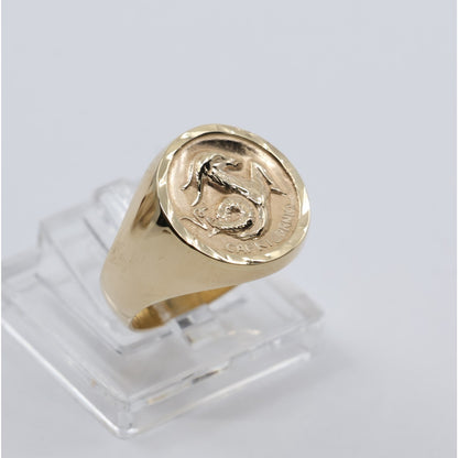 12K Yellow Gold Zodiac Capricorn Horoscope Ring