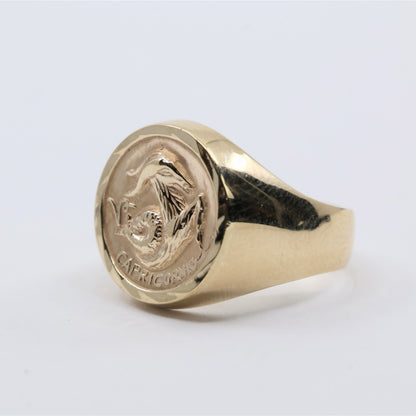 12K Yellow Gold Zodiac Capricorn Horoscope Ring