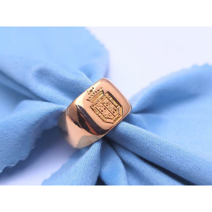 18K Yellow Gold Square Crested Signet Ring