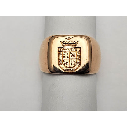 18K Yellow Gold Square Crested Signet Ring