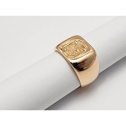 18K Yellow Gold Square Crested Signet Ring