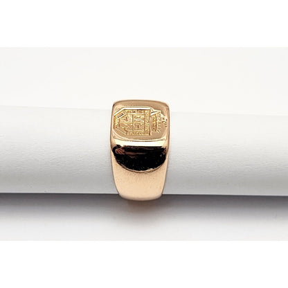 18K Yellow Gold Square Crested Signet Ring