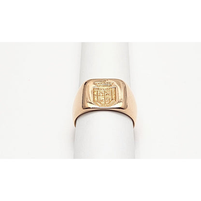 18K Yellow Gold Square Crested Signet Ring