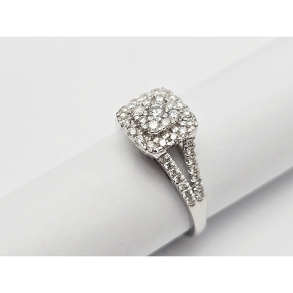 14K White Gold Ladies Diamond Halo Engagement Ring