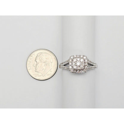 14K White Gold Ladies Diamond Halo Engagement Ring