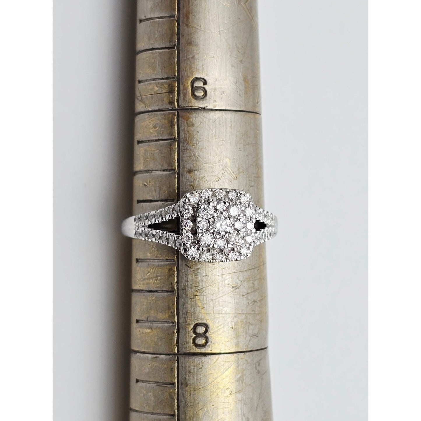 14K White Gold Ladies Diamond Halo Engagement Ring