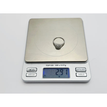 14K White Gold Ladies Diamond Halo Engagement Ring