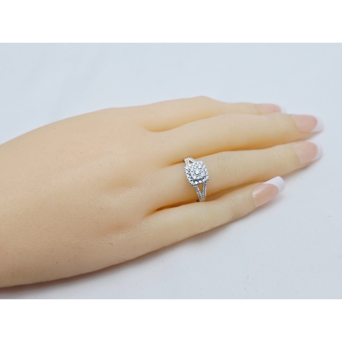 14K White Gold Ladies Diamond Halo Engagement Ring