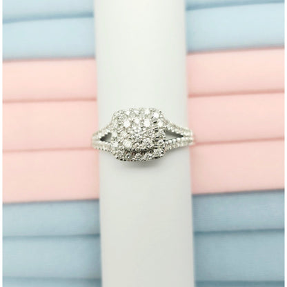 14K White Gold Ladies Diamond Halo Engagement Ring