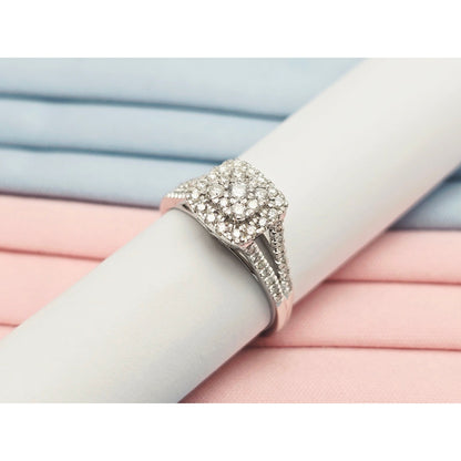 14K White Gold Ladies Diamond Halo Engagement Ring