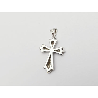 14K White Gold White Diamond Cross Pendant Charm