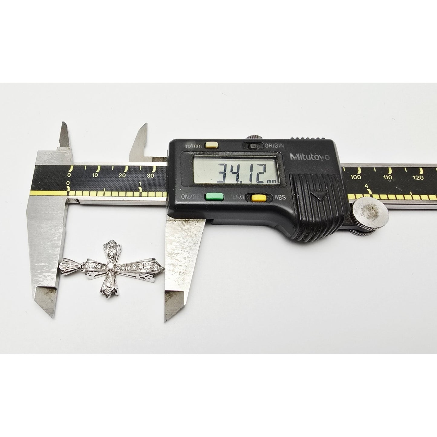 14K White Gold White Diamond Cross Pendant Charm