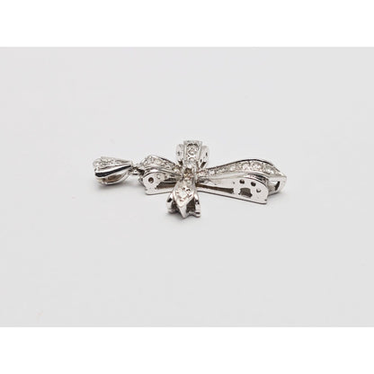 14K White Gold White Diamond Cross Pendant Charm