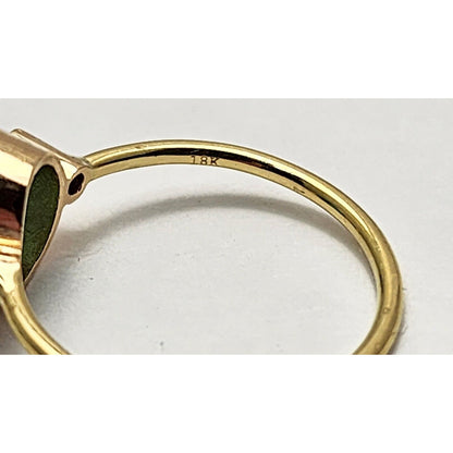 18K Yellow Gold Emerald & Round Cut Diamond Ring