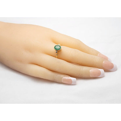 18K Yellow Gold Emerald & Round Cut Diamond Ring
