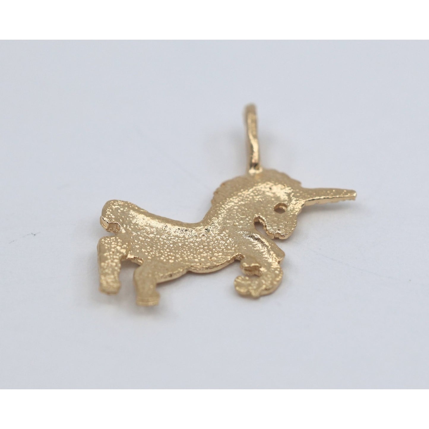 Tiny 14K Yellow Gold Diamond Cut Unicorn Horse Charm Pendant