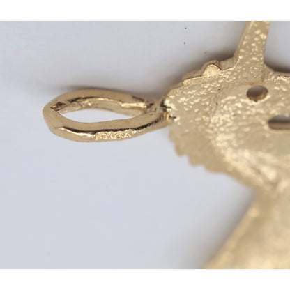 Tiny 14K Yellow Gold Diamond Cut Unicorn Horse Charm Pendant