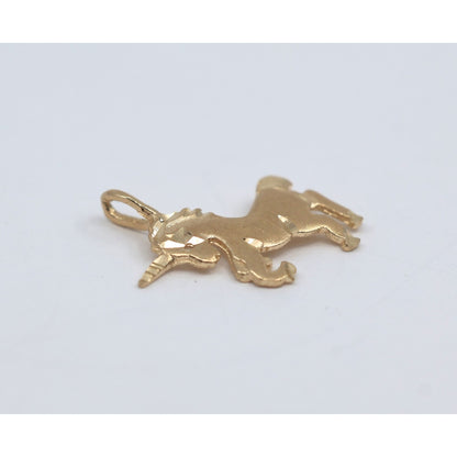 Tiny 14K Yellow Gold Diamond Cut Unicorn Horse Charm Pendant