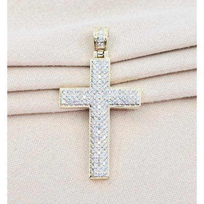 14K Yellow Gold Religious Cross CZ Pendant Charm