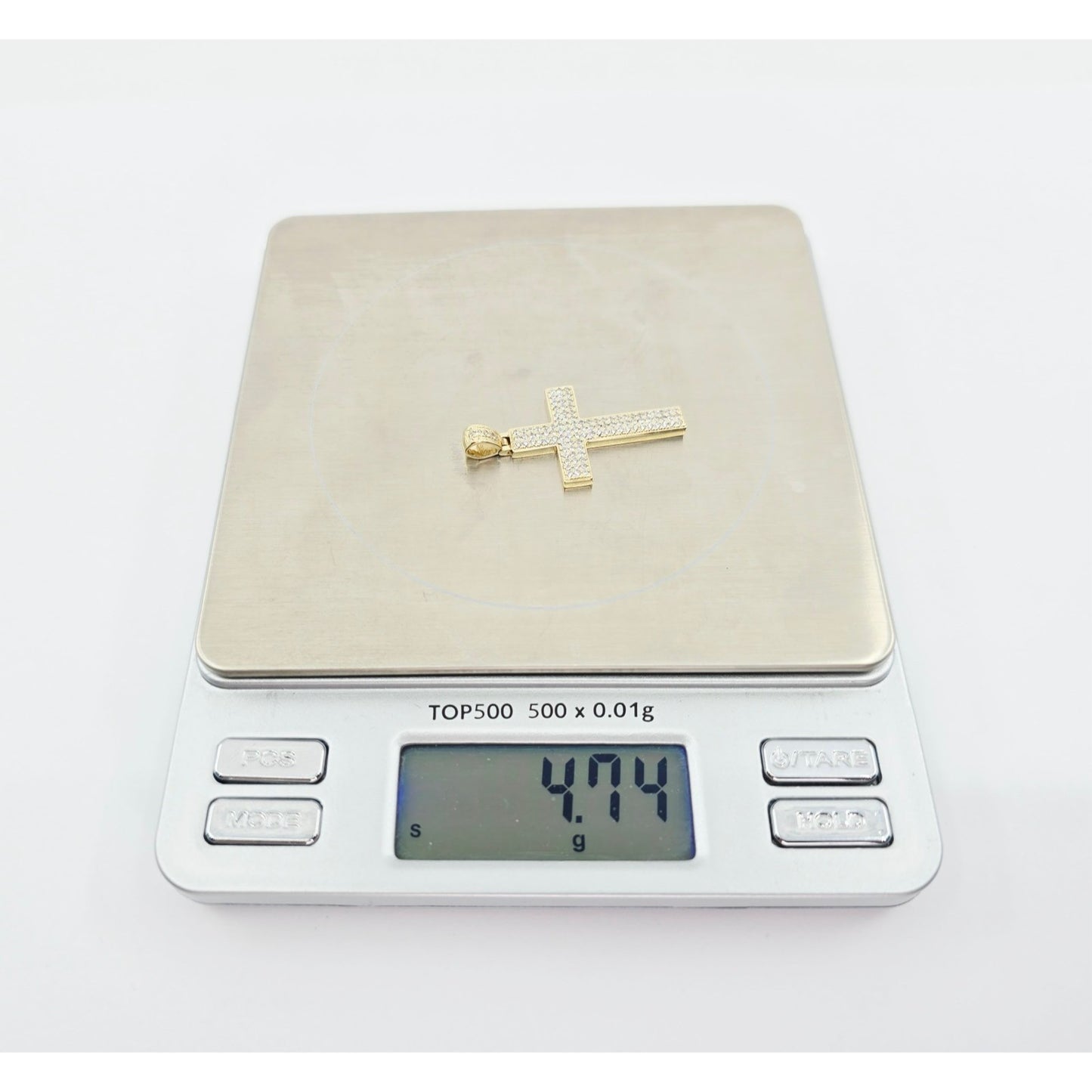 14K Yellow Gold Religious Cross CZ Pendant Charm