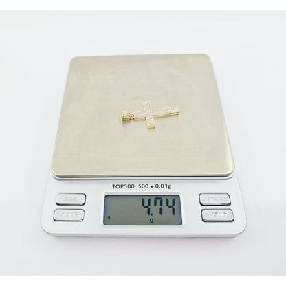 14K Yellow Gold Religious Cross CZ Pendant Charm