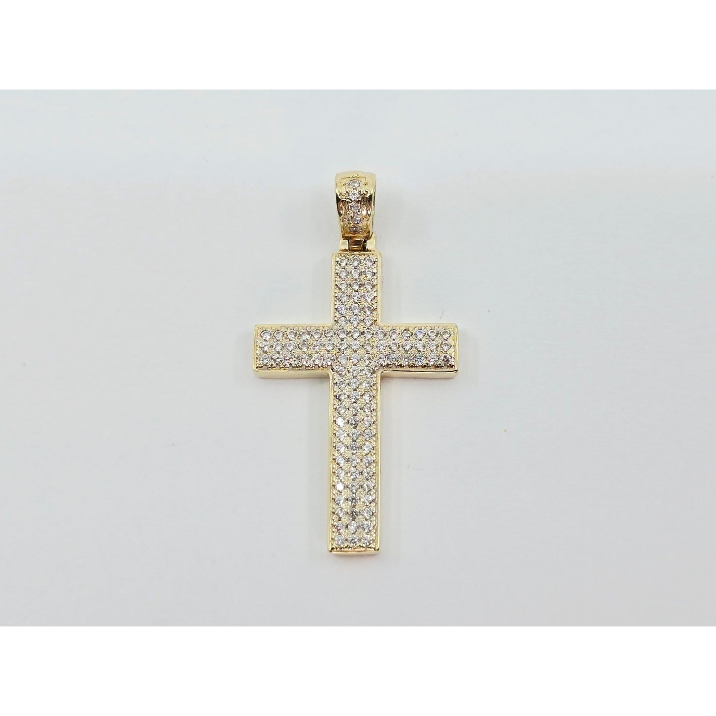 14K Yellow Gold Religious Cross CZ Pendant Charm