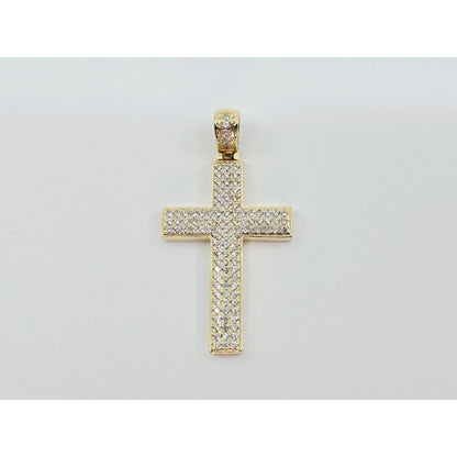 14K Yellow Gold Religious Cross CZ Pendant Charm