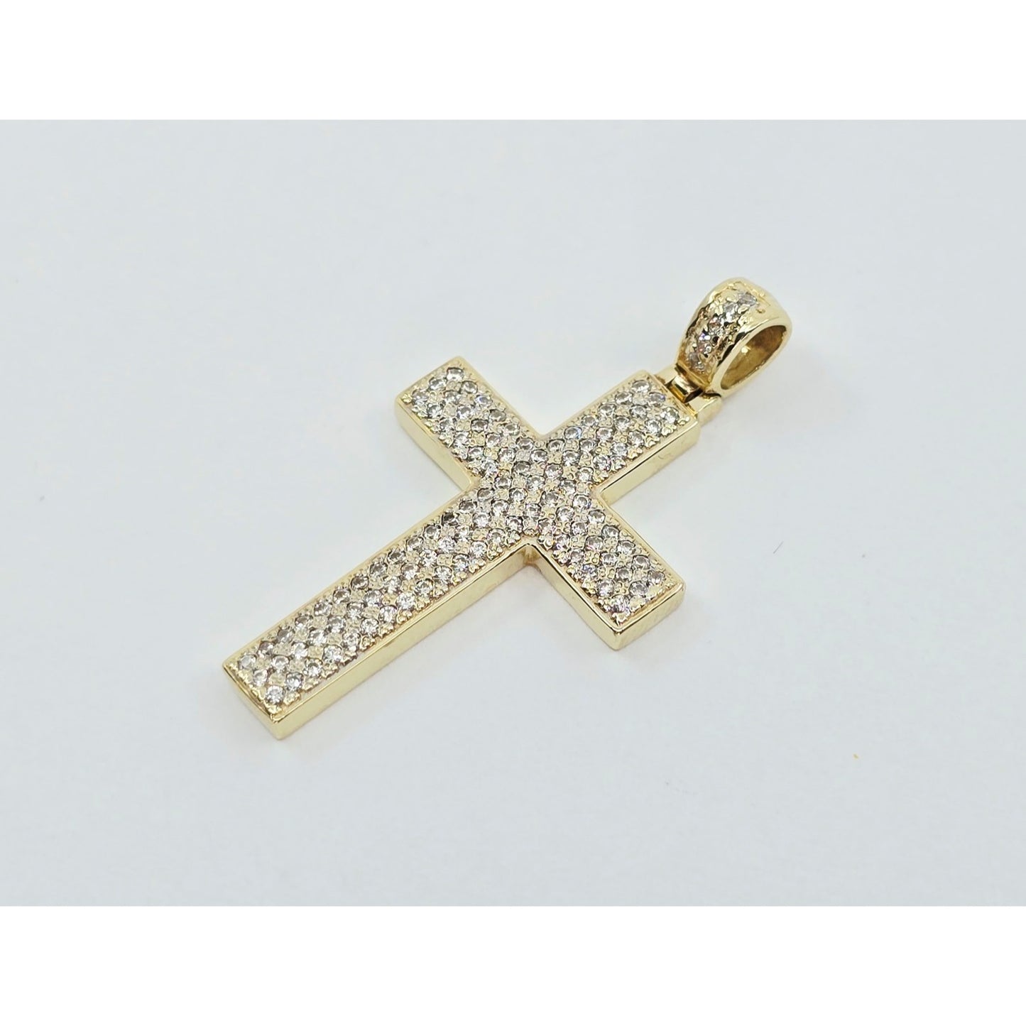 14K Yellow Gold Religious Cross CZ Pendant Charm