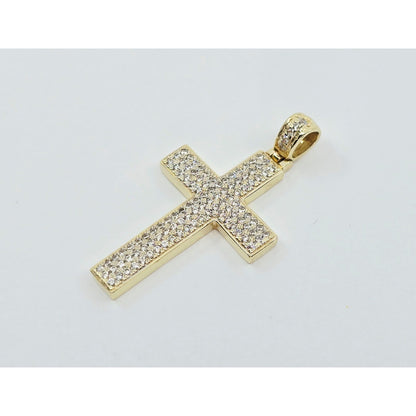 14K Yellow Gold Religious Cross CZ Pendant Charm