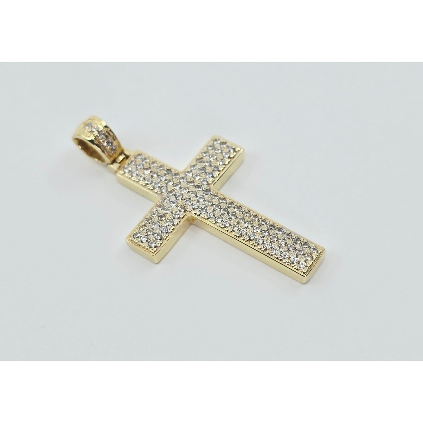14K Yellow Gold Religious Cross CZ Pendant Charm