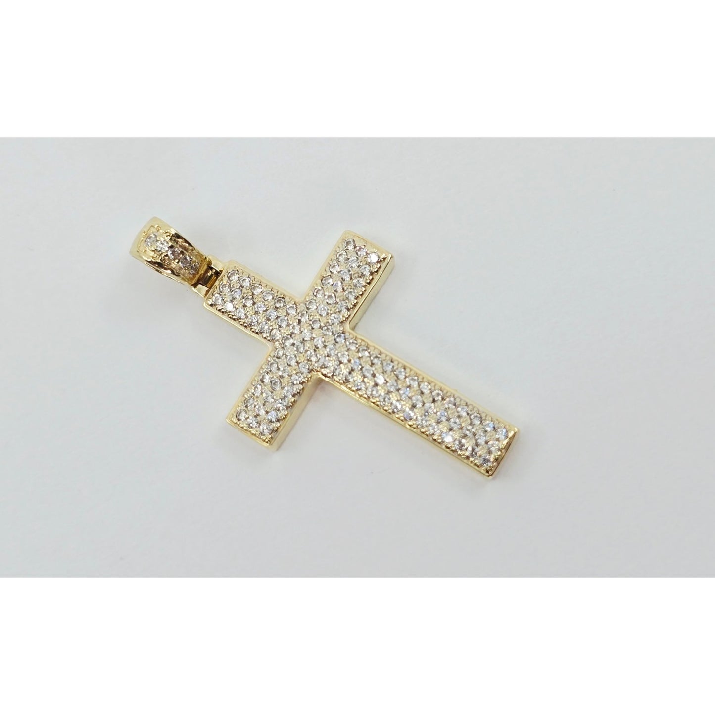 14K Yellow Gold Religious Cross CZ Pendant Charm