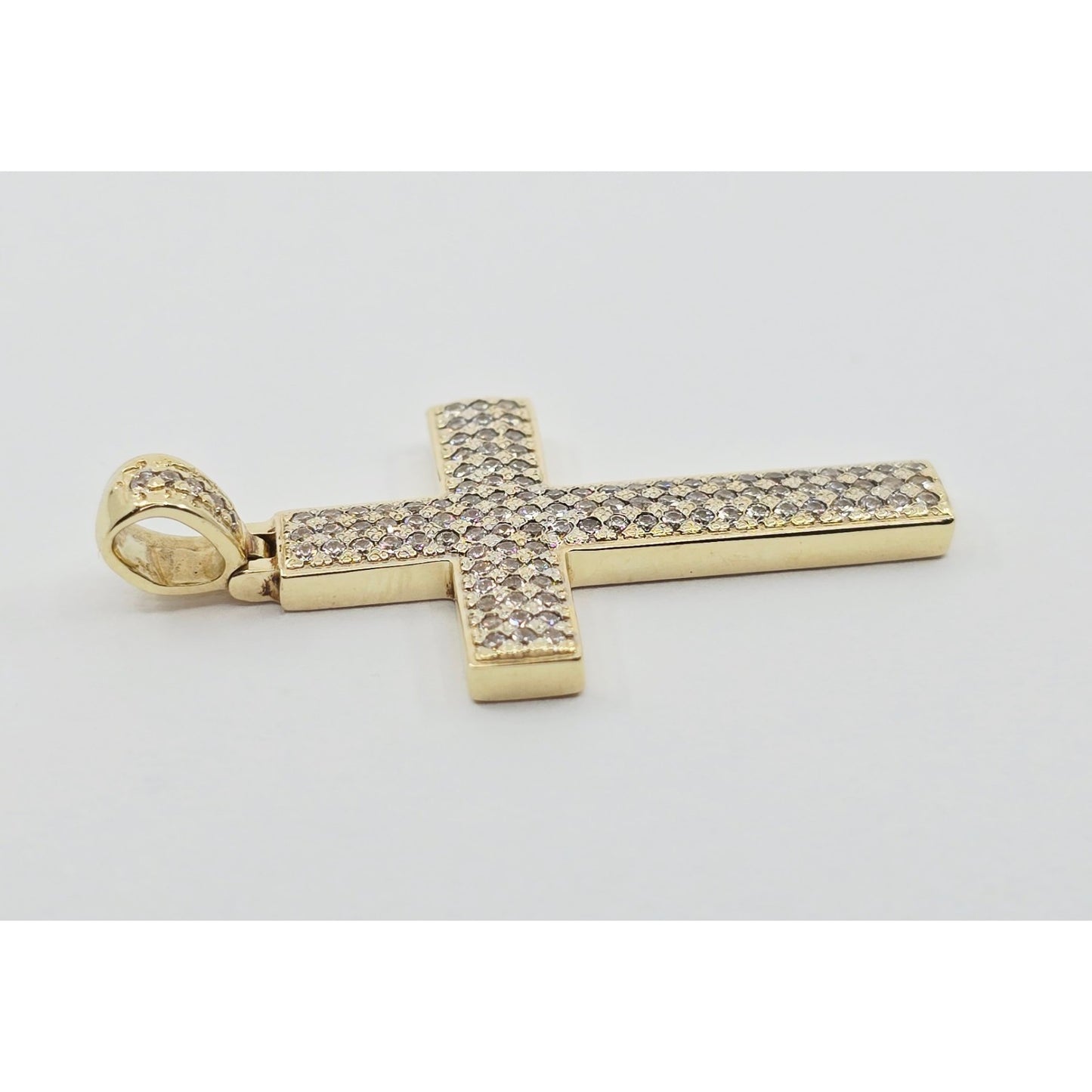 14K Yellow Gold Religious Cross CZ Pendant Charm
